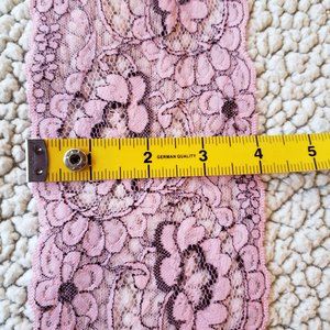 Chantilly Lace Trim - 4" wide - Dusty Pink with black accent - Floral - 3 Yards